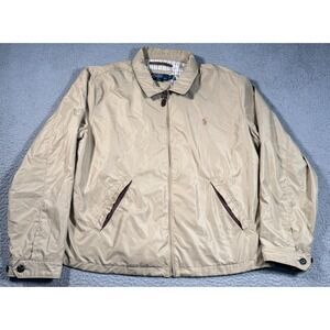 Polo Ralph Lauren Bi-Swing Harrington Jacket Men's XL Beige Plaid Lined Bomber